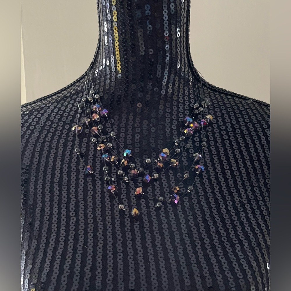 Aurora Borealis Multi Strand Crystal Beaded Wire Necklace